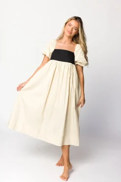 Discount Worth Collective Amia Cotton Midi Dress in Beige