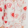 Outlet Worth Collective Amora Satin Pajama Set in White/Light Pink/Red