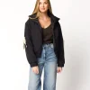Discount Worth Collective Andy Bow Cropped Puffer Jacket in Black
