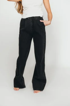 Sale Worth Collective Anna High Rise Pleated Palazzo Pants in Washed Black
