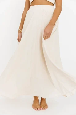 Outlet Worth Collective Apolline Crinkle Maxi Skirt in Cream