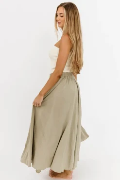 Online Worth Collective Apolline Crinkle Maxi Skirt in Sage