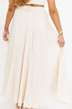 Outlet Worth Collective Apolline Crinkle Maxi Skirt in Cream