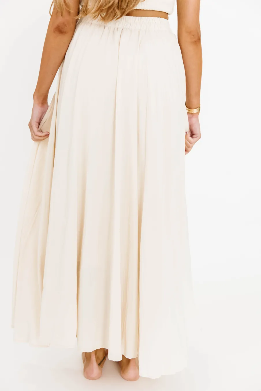Outlet Worth Collective Apolline Crinkle Maxi Skirt in Cream