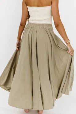 Online Worth Collective Apolline Crinkle Maxi Skirt in Sage
