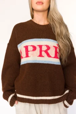 Clearance Worth Collective Apres Pullover Sweater Top in Chocolate