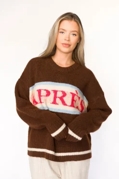 Clearance Worth Collective Apres Pullover Sweater Top in Chocolate