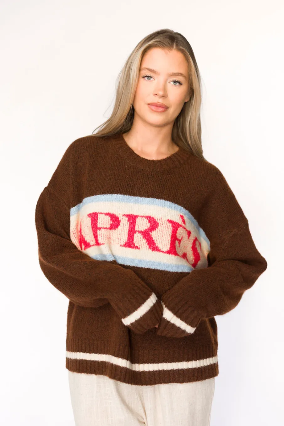 Clearance Worth Collective Apres Pullover Sweater Top in Chocolate