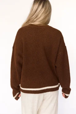 Clearance Worth Collective Apres Pullover Sweater Top in Chocolate