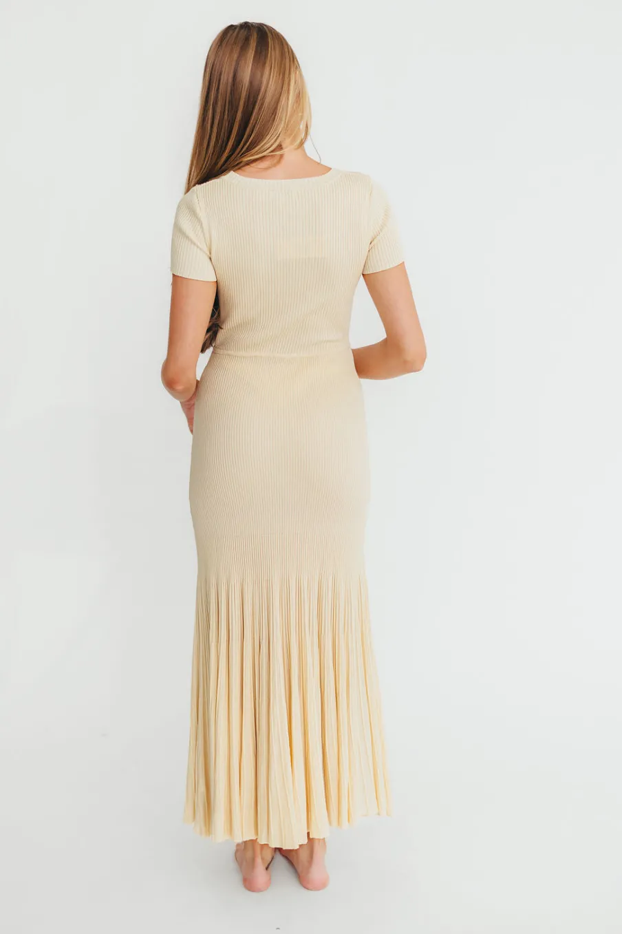 Hot Worth Collective April Pleated Maxi Dress in Cream