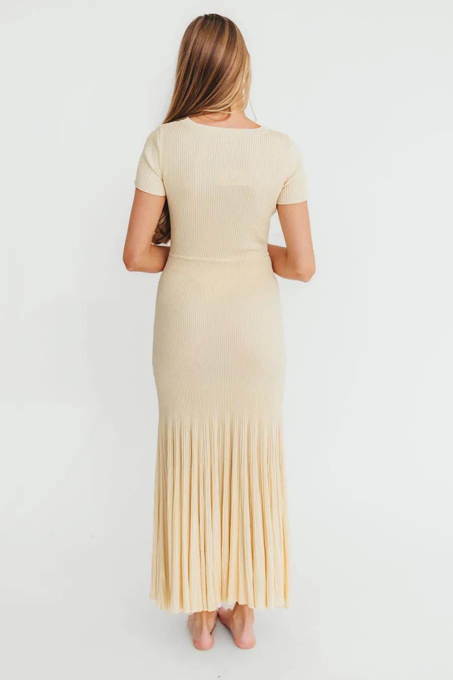Hot Worth Collective April Pleated Maxi Dress in Cream