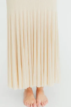 Hot Worth Collective April Pleated Maxi Dress in Cream