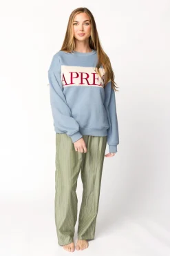 Online Worth Collective Après Colorblocked Crewneck in Stone Blue