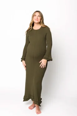 Online Worth Collective Arlet Dress in Olive - Bump Friendly