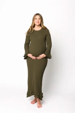 Online Worth Collective Arlet Dress in Olive - Bump Friendly