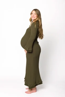 Online Worth Collective Arlet Dress in Olive - Bump Friendly