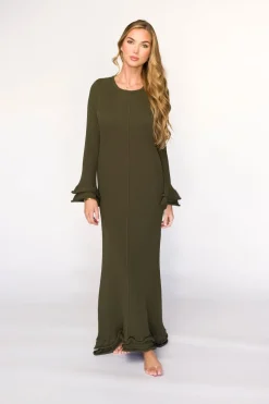 Online Worth Collective Arlet Dress in Olive - Bump Friendly