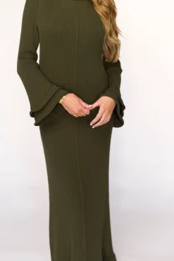 Online Worth Collective Arlet Dress in Olive - Bump Friendly