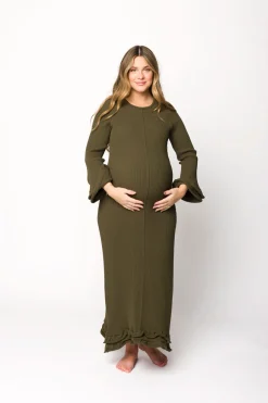 Online Worth Collective Arlet Dress in Olive - Bump Friendly