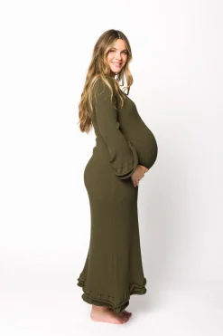 Online Worth Collective Arlet Dress in Olive - Bump Friendly