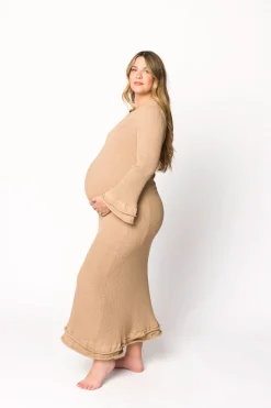 Outlet Worth Collective Arlet Dress in Taupe - Bump Friendly