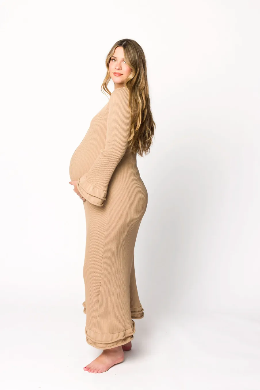 Outlet Worth Collective Arlet Dress in Taupe - Bump Friendly