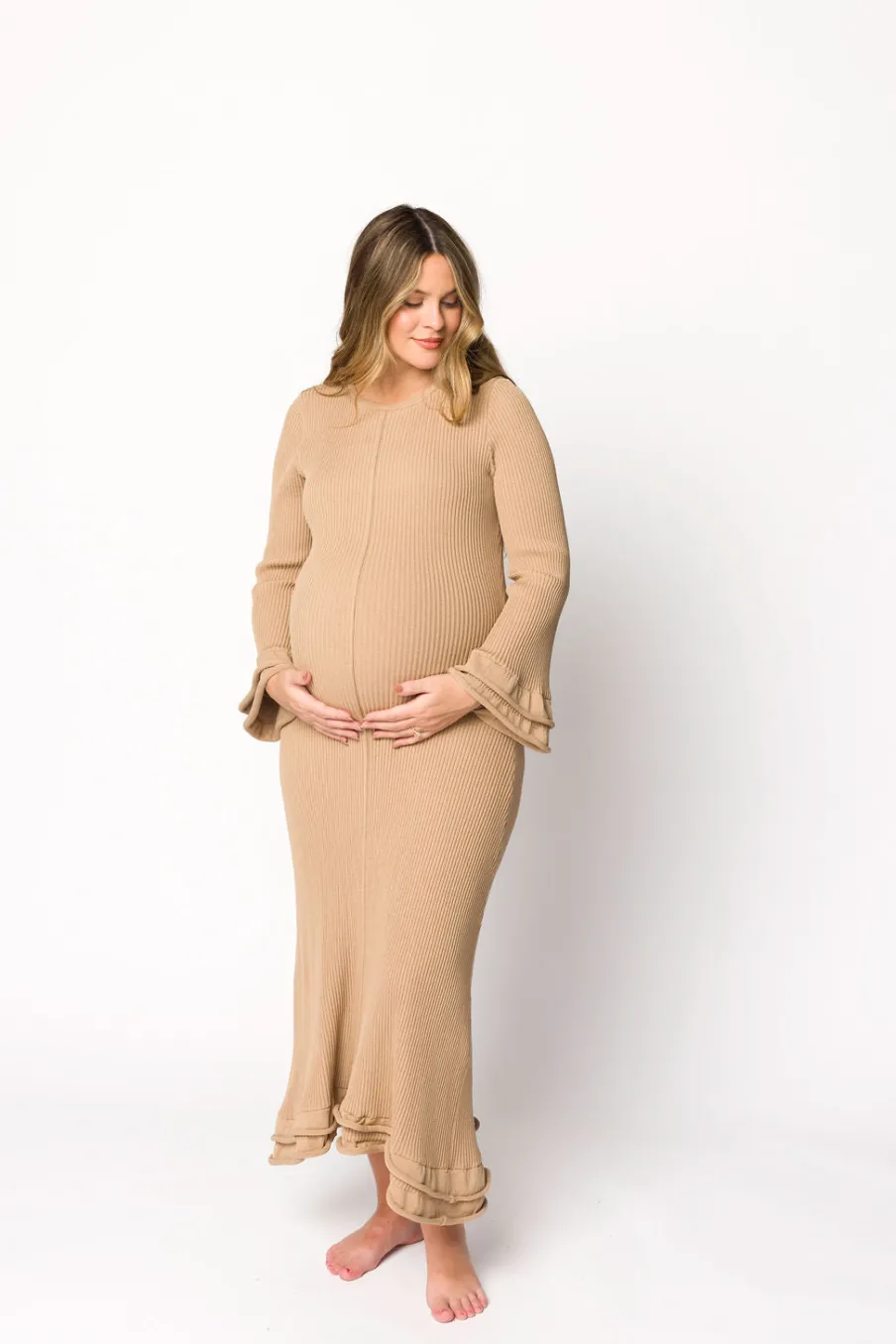 Outlet Worth Collective Arlet Dress in Taupe - Bump Friendly