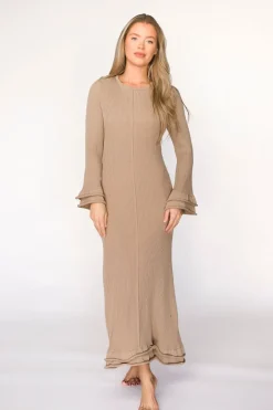 Outlet Worth Collective Arlet Dress in Taupe - Bump Friendly