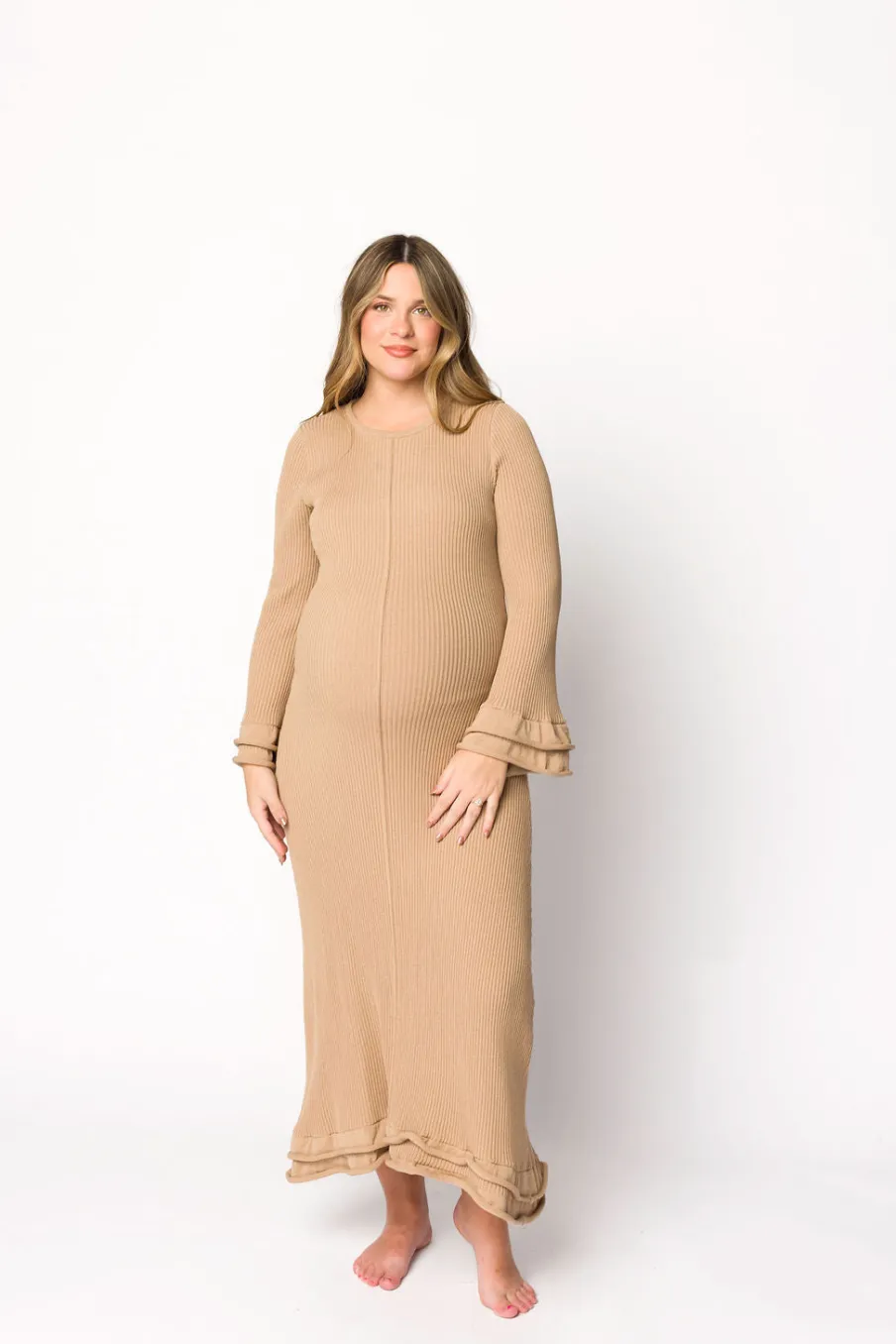 Outlet Worth Collective Arlet Dress in Taupe - Bump Friendly