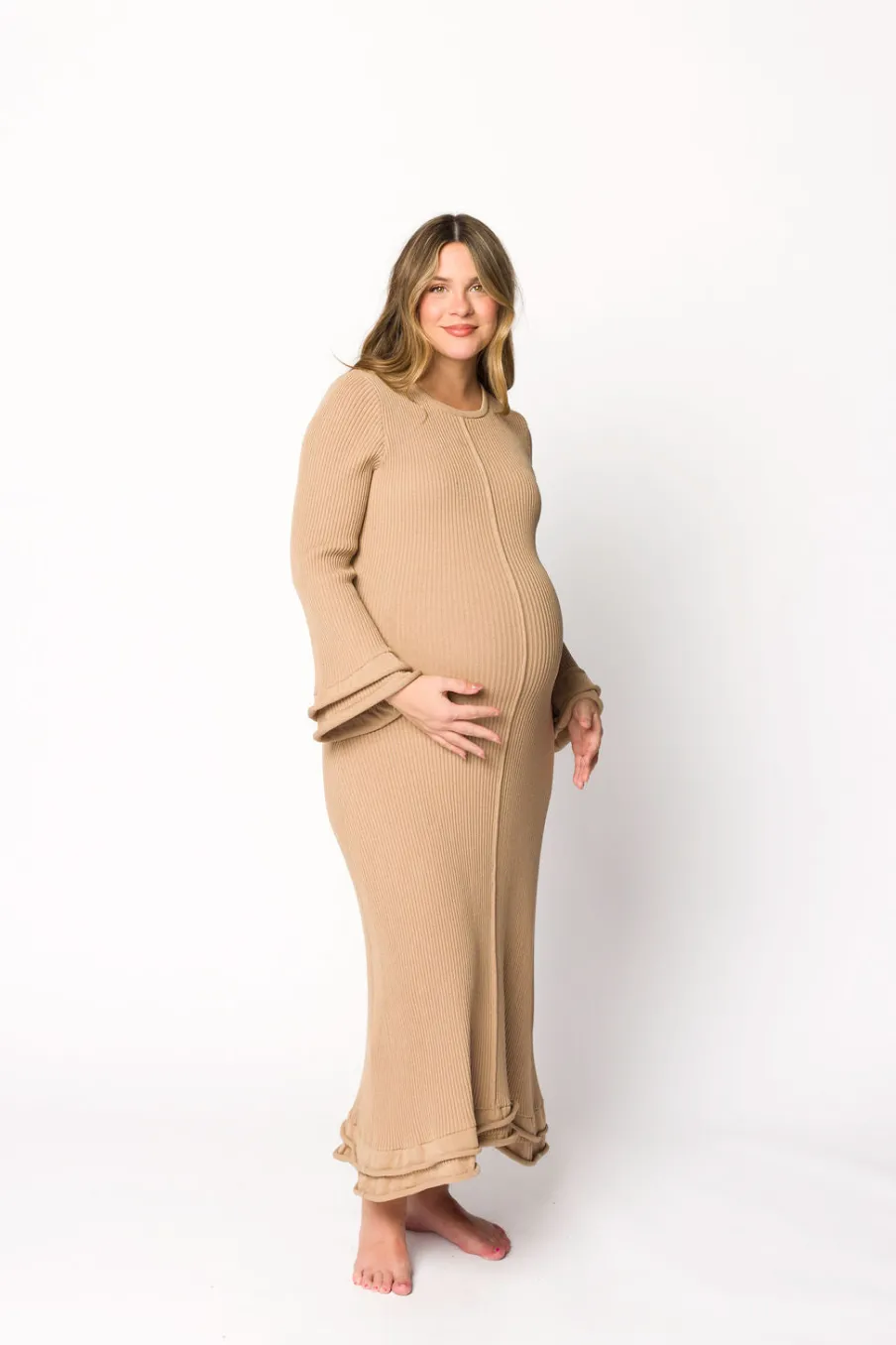 Outlet Worth Collective Arlet Dress in Taupe - Bump Friendly