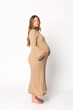 Outlet Worth Collective Arlet Dress in Taupe - Bump Friendly