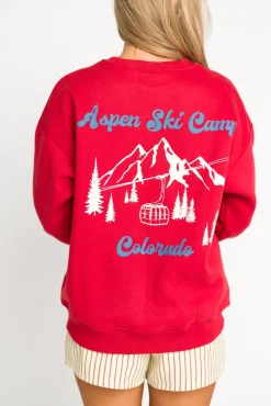 Sale Worth Collective Aspen Ski Camp Sweatshirt in Cherry
