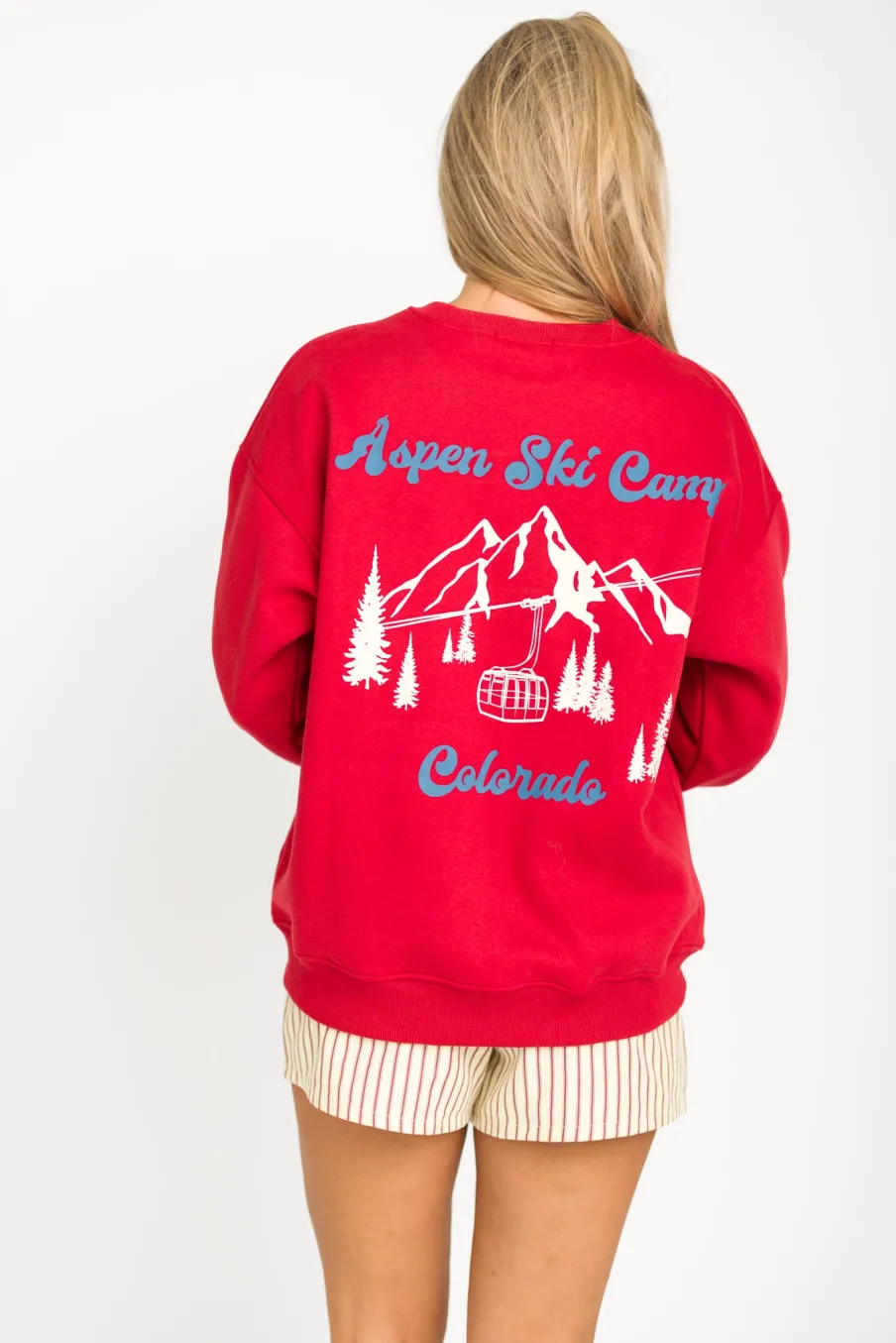 Sale Worth Collective Aspen Ski Camp Sweatshirt in Cherry