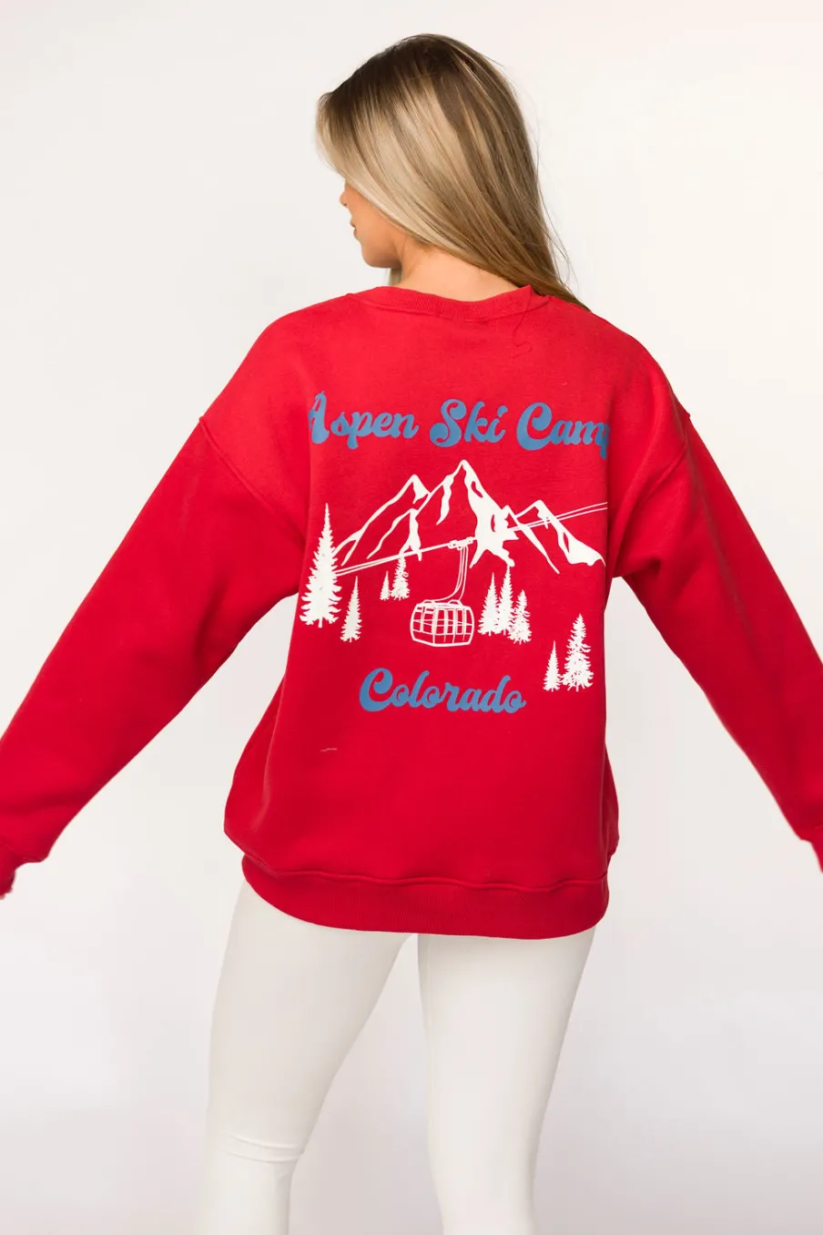 Sale Worth Collective Aspen Ski Camp Sweatshirt in Cherry