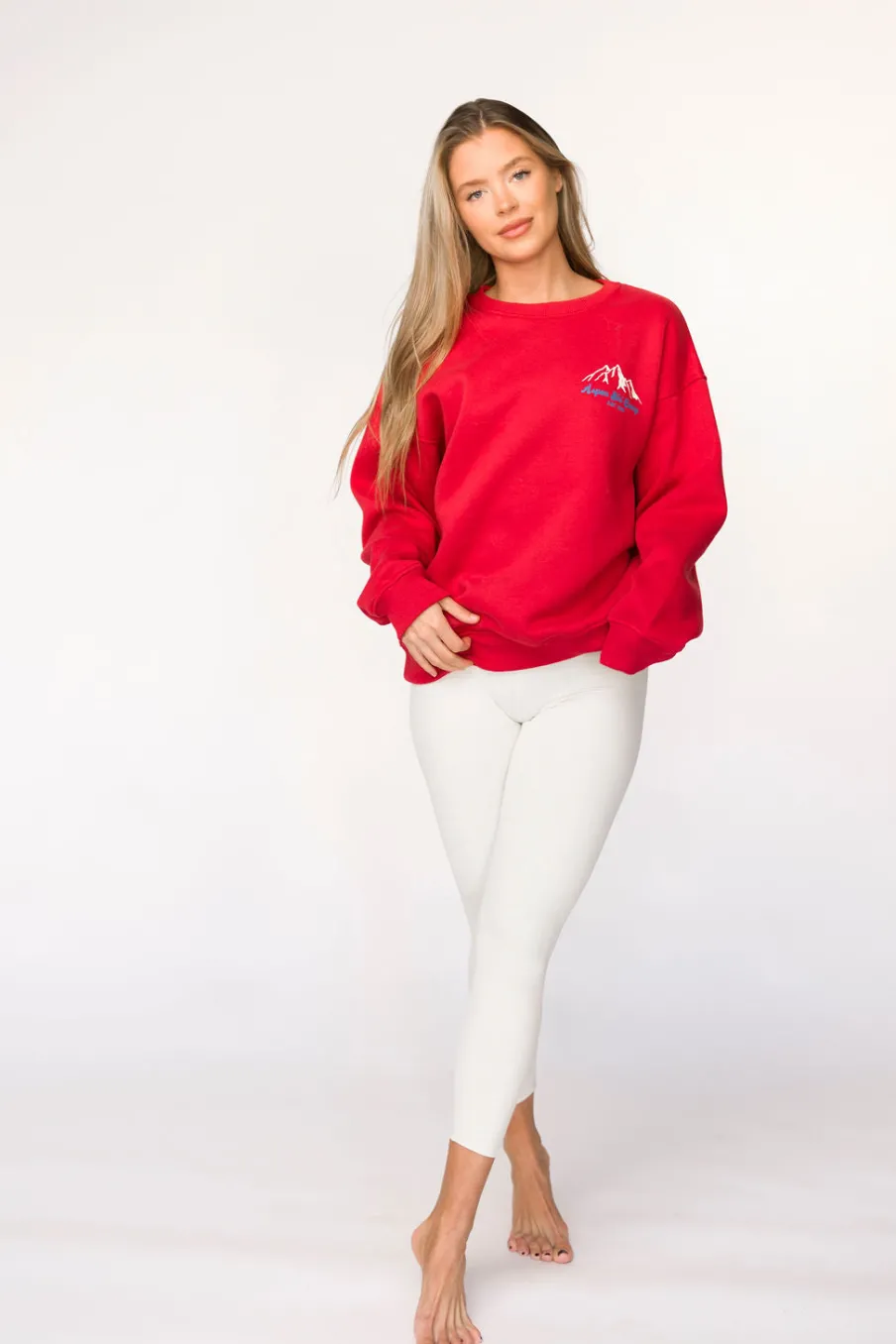 Sale Worth Collective Aspen Ski Camp Sweatshirt in Cherry
