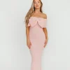 Fashion Worth Collective Aston Bow Front Maxi Sweater Dress in Pinkish Petal– Bump Friendly & I