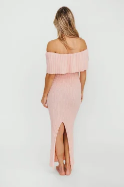 Fashion Worth Collective Aston Bow Front Maxi Sweater Dress in Pinkish Petal– Bump Friendly & I