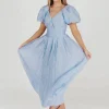 Clearance Worth Collective ASTR Linette Jacquard Midi Dress in Blue