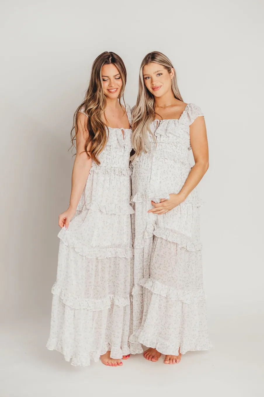 Outlet Worth Collective Astrid Ruffle Detail Maxi Dress in Lavender Floral *FULLY LINED* - Bum