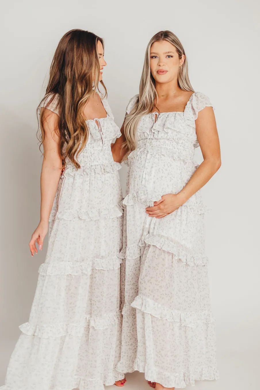 Outlet Worth Collective Astrid Ruffle Detail Maxi Dress in Lavender Floral *FULLY LINED* - Bum