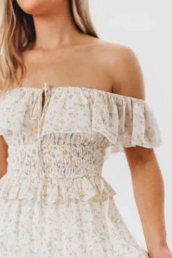 New Worth Collective Astrid Ruffle Detail Maxi Dress in Yellow Floral *FULLY LINED* - Bump