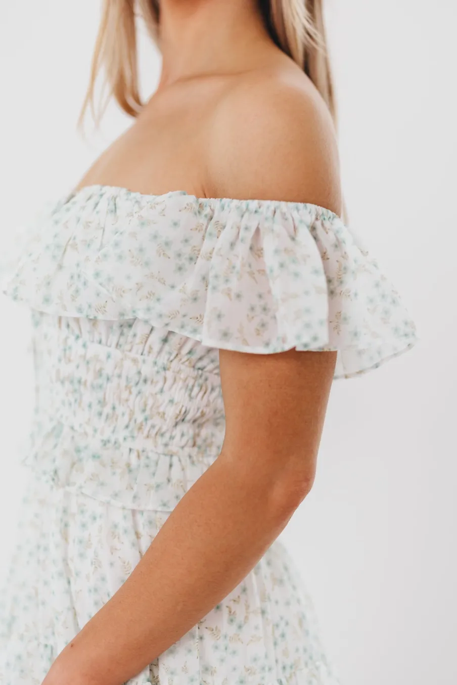 Clearance Worth Collective Astrid Ruffle Detail Maxi Dress in Sage Floral *FULLY LINED* - Bump Fr