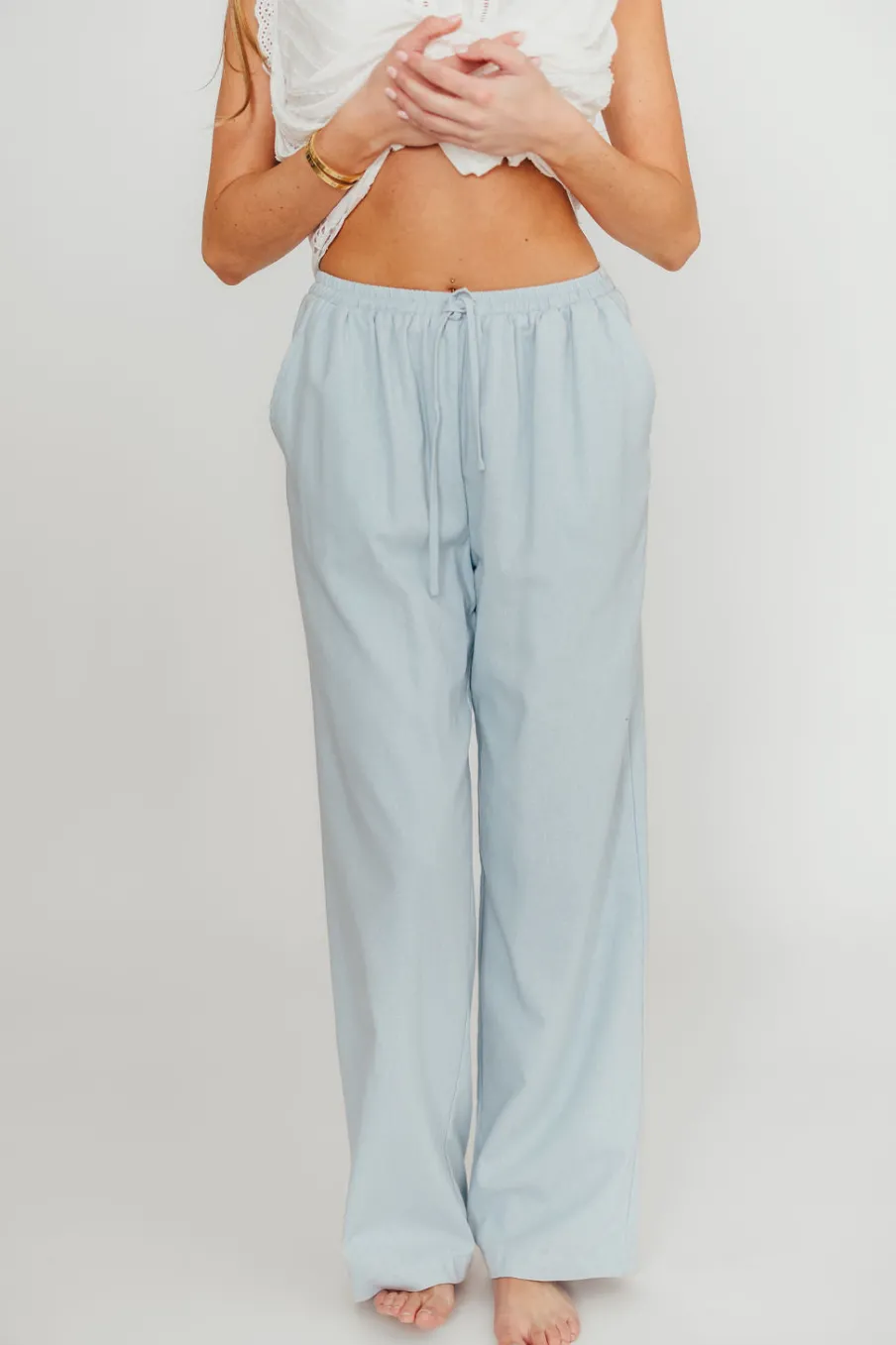 Best Worth Collective Avani Wide Leg Pants in Powder Blue