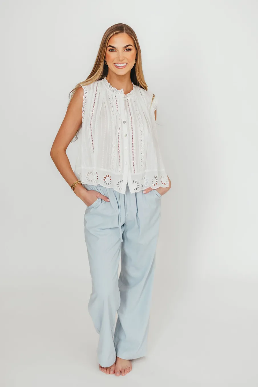 Best Worth Collective Avani Wide Leg Pants in Powder Blue