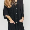 Discount Worth Collective Azari Oversized Button Down Shirt in Black - Nursing Friendly