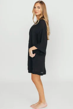 Discount Worth Collective Azari Oversized Button Down Shirt in Black - Nursing Friendly