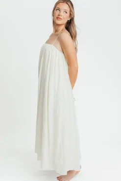 Clearance Worth Collective Becca Tube Neck Spaghetti Strap Maxi Dress in Cream - Bump Friendly
