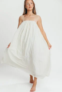Clearance Worth Collective Becca Tube Neck Spaghetti Strap Maxi Dress in Cream - Bump Friendly