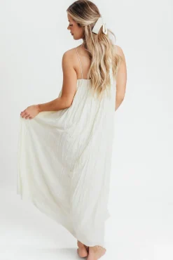 Clearance Worth Collective Becca Tube Neck Spaghetti Strap Maxi Dress in Cream - Bump Friendly