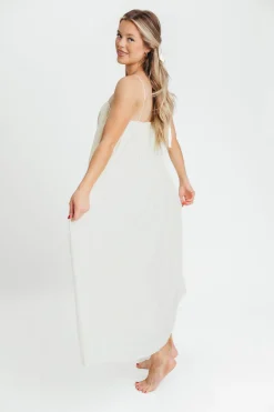 Clearance Worth Collective Becca Tube Neck Spaghetti Strap Maxi Dress in Cream - Bump Friendly